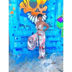 Two piece summer crop top and wide leg pants